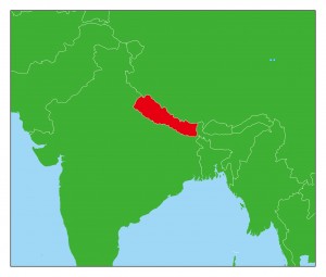 ネパール地図-赤